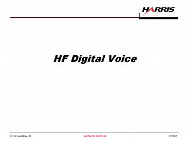 HF Digital Voice