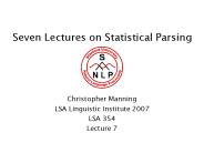 Seven Lectures on Statistical Parsing