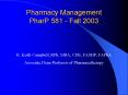 Pharmacy Management PharP 581 Fall 2003 PowerPoint PPT Presentation