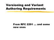 Versioning and Variant Authoring Requirements