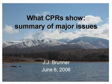 What CPRs show: summary of major issues