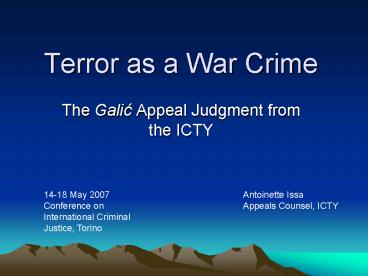 Terror as a War Crime