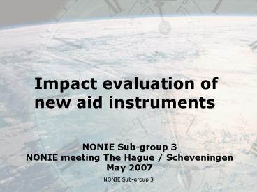 Impact evaluation of new aid instruments