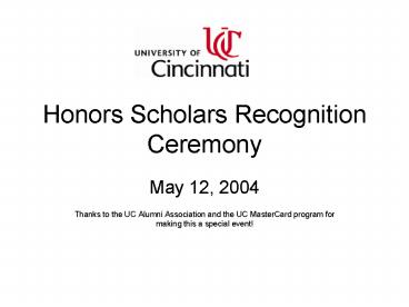 Honors Scholars Recognition Ceremony