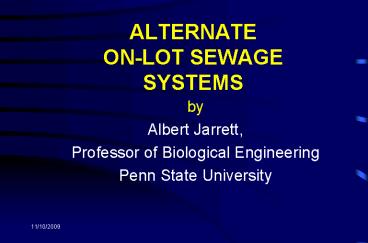 ALTERNATE ONLOT SEWAGE SYSTEMS