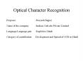 Optical Character Recognition PowerPoint PPT Presentation