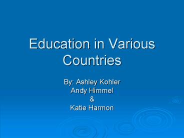 Education in Various Countries
