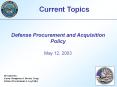 Defense Procurement and Acquisition Policy May 12, 2003 PowerPoint PPT Presentation