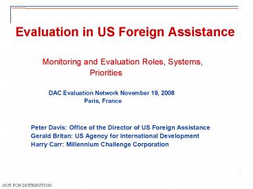 Evaluation in US Foreign Assistance