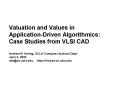 Valuation and Values in Application-Driven Algorithmics:  Case Studies from VLSI CAD  Andrew B. Kahng, UCLA Computer Science Dept.  June 2, 2000 abk@cs.ucla.edu,  http://vlsicad.cs.ucla.edu PowerPoint PPT Presentation