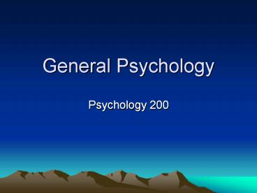 General Psychology