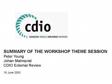 SUMMARY OF THE WORKSHOP THEME SESSION