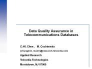 Data Quality Assurance in Telecommunications Databases