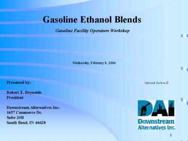 Gasoline Ethanol Blends