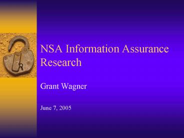 NSA Information Assurance Research