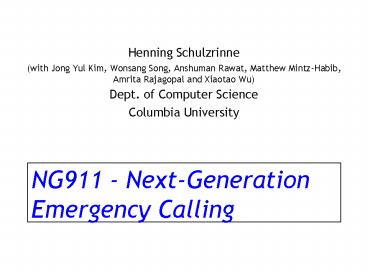 NG911 - Next-Generation Emergency Calling