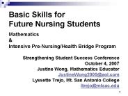 Basic Skills for Future Nursing Students Mathematics