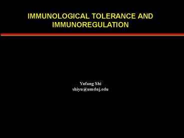 IMMUNOLOGICAL TOLERANCE AND