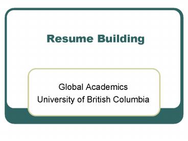 Resume Building