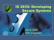 IS 2935: Developing Secure Systems
