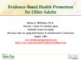 EvidenceBased Health Promotion for Older Adults PowerPoint PPT Presentation