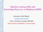 Machine Learning (ML) and Knowledge Discovery in Databases (KDD)
