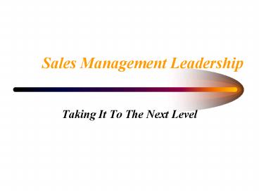 Sales Management Leadership