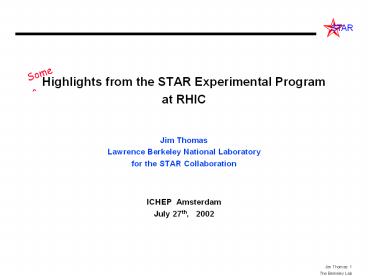 Highlights from the STAR Experimental Program