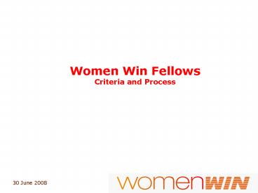 Women Win Fellows