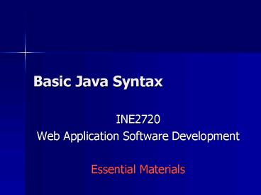 Basic Java Syntax