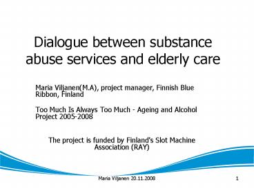 Dialogue between substance abuse services and elderly care