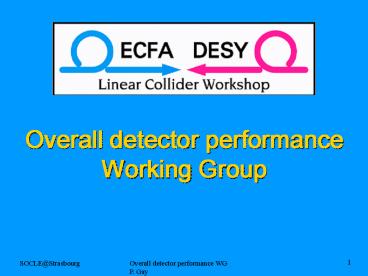 Overall detector performance Working Group