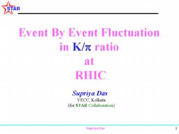 Event By Event Fluctuation