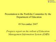 Presentation to the Portfolio Committee by the Department of Education