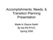 Accomplishments, Needs,