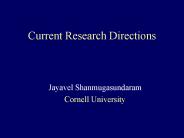 Current Research Directions