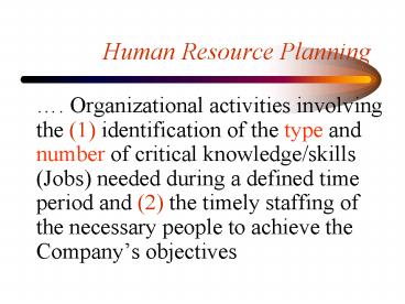 Human Resource Planning