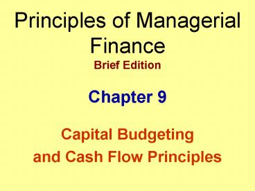 Principles of Managerial Finance Brief Edition