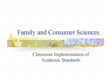 Family and Consumer Sciences