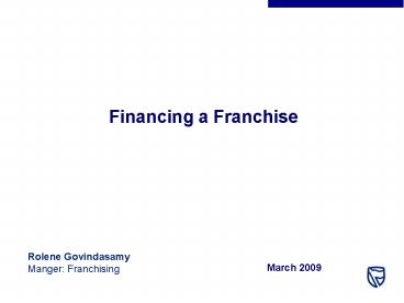 Financing a Franchise