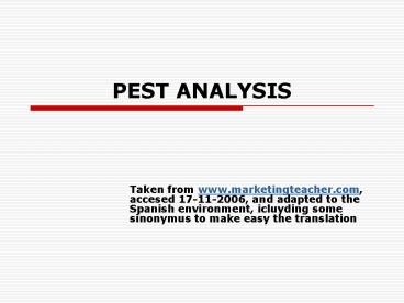 PEST ANALYSIS