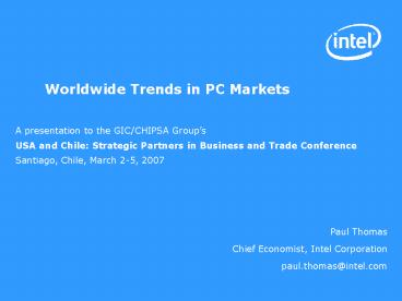 Worldwide Trends in PC Markets