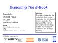 Exploiting The E-Book PowerPoint PPT Presentation