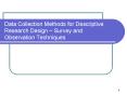 Data Collection Methods for Descriptive Research Design Survey and Observation Techniques PowerPoint PPT Presentation