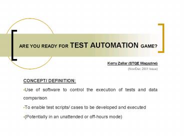 ARE YOU READY FOR TEST AUTOMATION GAME