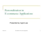 Personalization in Ecommerce Applications