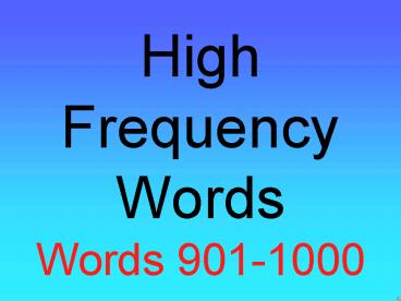 High Frequency Words Words 9011000
