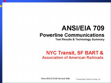 ANSIEIA 709 Powerline Communications Test Results