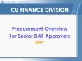 CU FINANCE DIVISION PowerPoint PPT Presentation