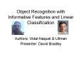 Object Recognition with Informative Features and Linear Classification PowerPoint PPT Presentation